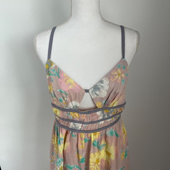 Free People Wisteria Light Combo Pink Floral Sleeveless Maxi Dress Large L - Picture 2 of 11